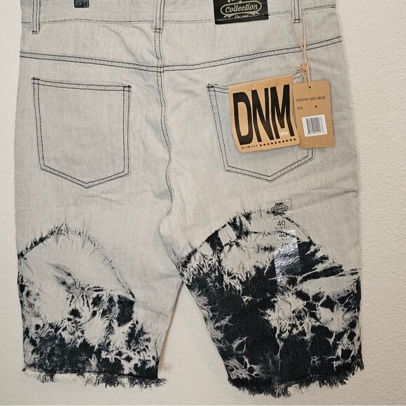 DNM COLLECTION Men's Short sz 40 Gray & Blue Dip Dye Cut Off Denim Shorts NWT - Picture 3 of 7